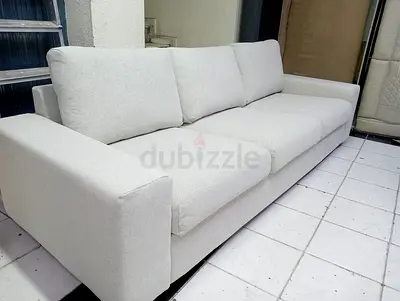 Light Grey 3-Seater Fabric Sofa - Good Condition