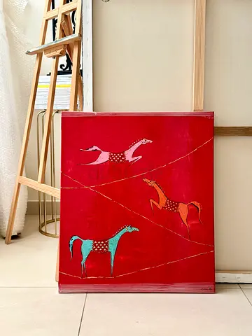 Original Red Painting Horses