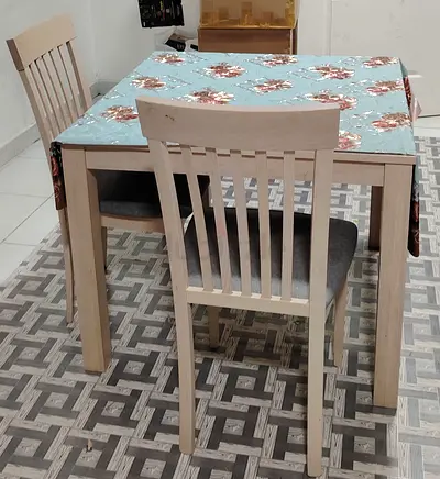 Light Wood 2-Seater Dining Table with 2 Chairs and Tea table - Good Condition