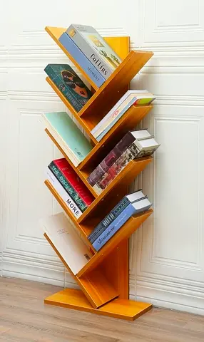 Tree Bookshelf,Multi-Tier Wood Bookcase Storage Organizer Book Rack,Floor Standing Open Shelf