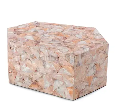 Rectangular Mother-of-Pearl Inlay Coffee Table / Ottoman - Beige Tones