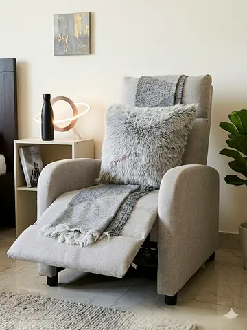Light Grey Recliner Armchair with Footrest - Good Condition NEGOTIABLE