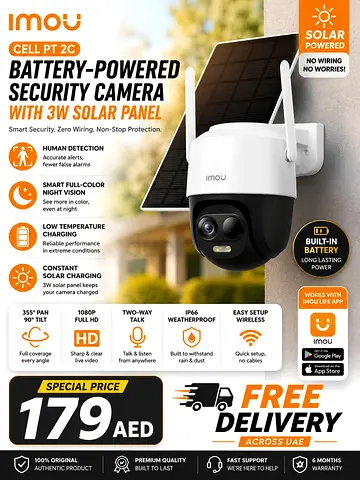 IMOU Cell PT 2C Solar-Powered Battery Security Camera - 1080p, IP66