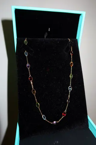 Delicate Multicolored Gemstone Bracelet in Gold Tone — 7 inches