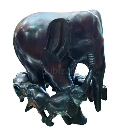Resin Wooden Elephant Decor 16x15x11cm