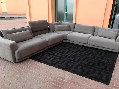 ChattelsMore Olta Corner Original SoLarge L-shaped Grey Fabric Sofa — Comfortable Modular Sectional