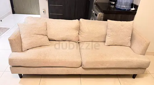 Light Beige 3-Seater and 2- Seater Fabric Sofa Set in Good Condition
