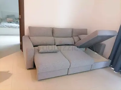 Ikea Eskelstuna L shape sofa bed Gray Light Grey Fabric L-Shape Storage Sofa Bed — Good Condition
