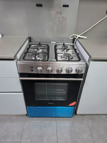 Hisense Stainless Steel 4-Burner Gas Cooker with Oven - 2 years old