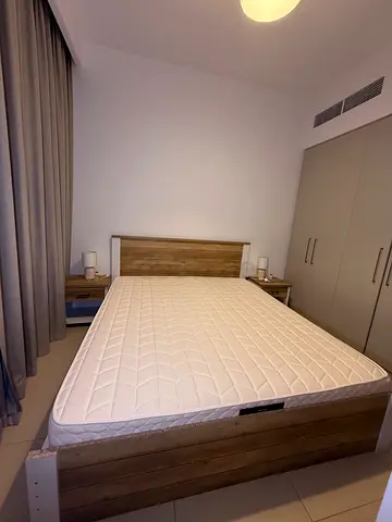 Wood Bed Frame with king size Mattress - Good Condition - brand new