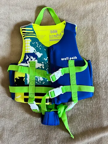 Childs Neoprene Life Jacket / Swim Vest - Size 50N, Blue  Lime
