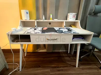 Light Wood Writing Desk with Shelf and Drawer - Good Condition