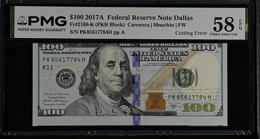 Error certified usa bank note.