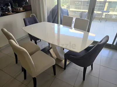Contemporary White Gloss Dining Table with 6 Chairs