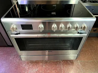 Bosch latest model electric ceramic 5 hobs stove oven dual fan cooking range 90x60 by tetta
