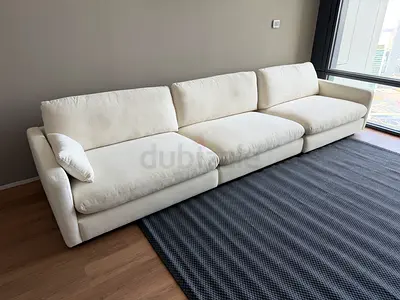 White 3-Seater Modular Sofa in Good Condition