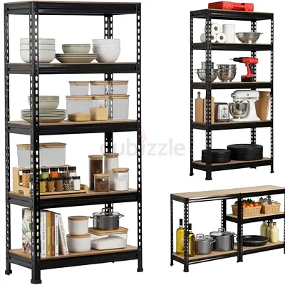 Heavy Duty Metal Storage Shelves - 5 Garage/Utility Rack/Kitchen/Storage