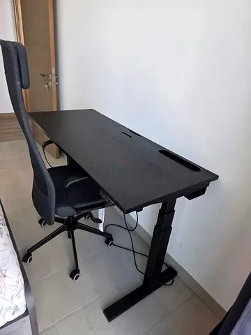 Mittzon Adjustable Electric Standing Desk with Cable Management - Black