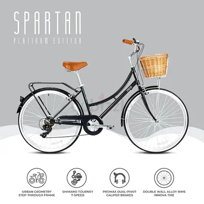 Spartan Platinum City Commuting Bike, 7 Speed, Adjustable Seat and 24 Inch Wheel Size SP-3122-XS