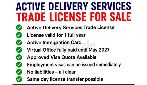 Active Delivery Services Trade License For SaLe