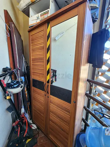 Wooden Sliding Door Wardrobe / Armoire - Good Condition
