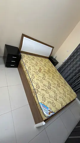 Single Bed Frame with Mattress and Nightstand - Good Condition