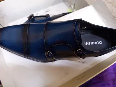 Mens Double Monk Strap Formal Shoes - Navy/Black, Size Unknown
