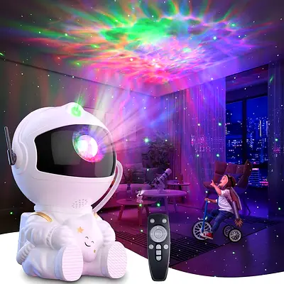 Kids Astronaut Night Light Projector with Remote - Galaxy Star  Aurora Effects