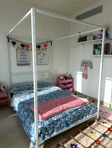 White single bed frame with mattress — good condition