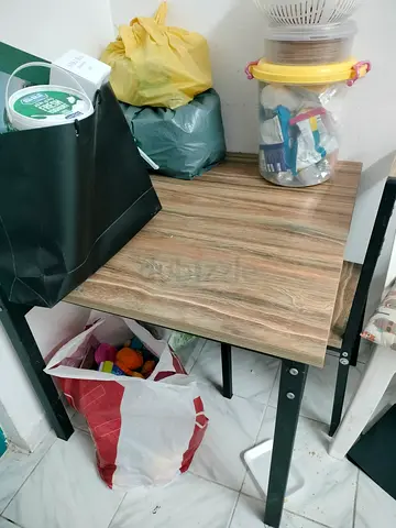 Solid heavy duty iron n wood-effect dining table with metal legs in excellent condition at urgent sa