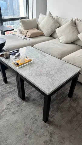 Marble-top Parsons End Tables - Set of 2 - Crate  Barrel - Great Condition - DIFC Pickup