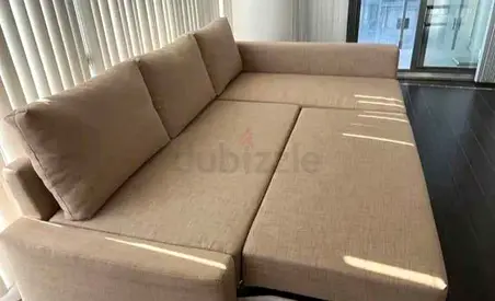 Ikea L shape sofa store cum bed and you can fix the storage lift or right anyside you want is availa