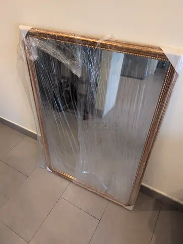 Large Decorative Wall Mirror with Gold Beaded Frame