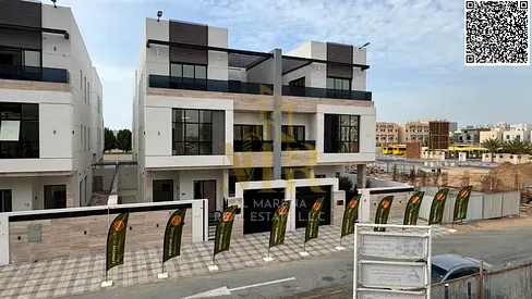 Luxury villa for sale in Al Tallah, Ajman | Land area 2,100 sq ft | Built-up area 3,750 sq ft | Two floors + roof | 5 master bedrooms | Majlis + 3 liv