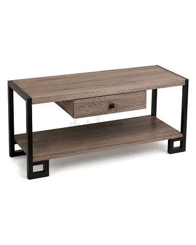 Modern Industrial Coffee Table with Drawer and Shelf