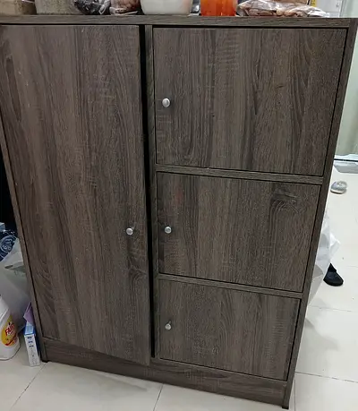 Compact Wooden Storage Cabinet with 4 Lockable Drawers