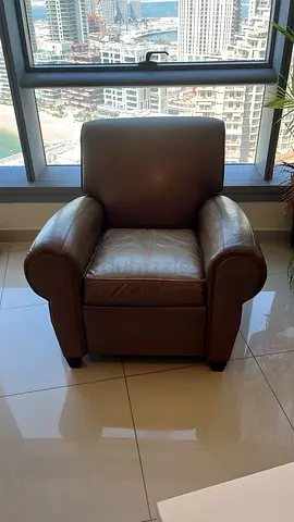 Comfortable Brown Leather Armchair — Good Condition