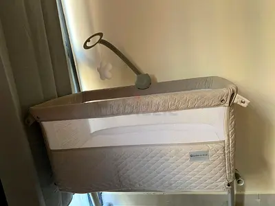Bumble and Baby next to bed Bassinet - Grey, Good Condition