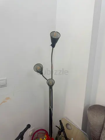 Three-Head Adjustable Floor Lamp, Black/Silver