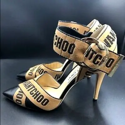 Jimmy Choo Logo Ankle-Strap Pointed Toe Stiletto Heels - Size 41