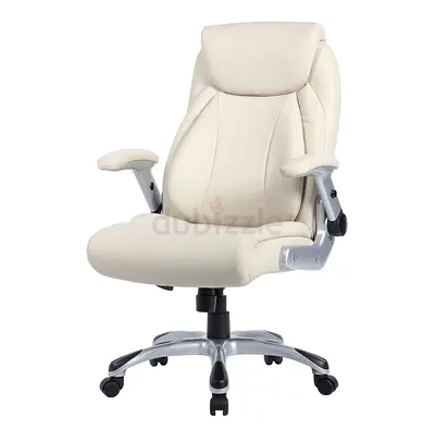 Cream Ergonomic Office Chair with Adjustable Armrests