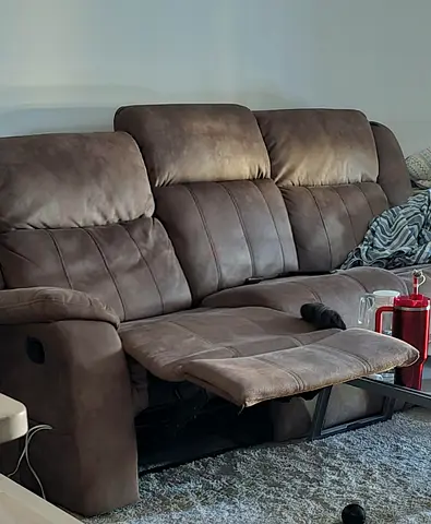 3-Seater Brown Recliner Sofa - Comfortable - Used