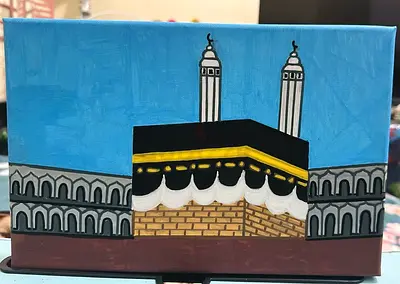 Hand-painted Kaaba Canvas Artwork - Small Decorative Painting