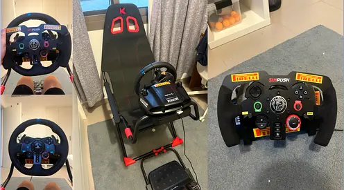 Logitech g29 wheel with foldable racing cockpit and f1 mod and stickers please message don’t call