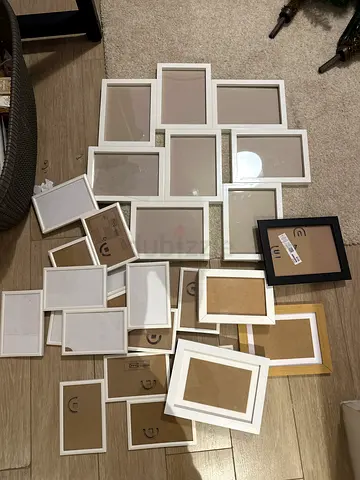 Set of Mixed White Photo Frames (Various Sizes) - Used