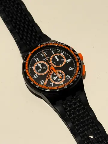 SWATCH BLACK AND ORANGE