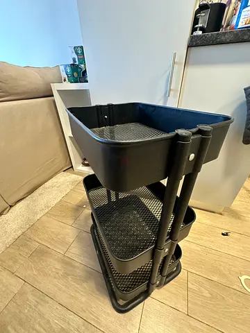 Black Rolling Kitchen Trolley/Utility Cart - Good Condition