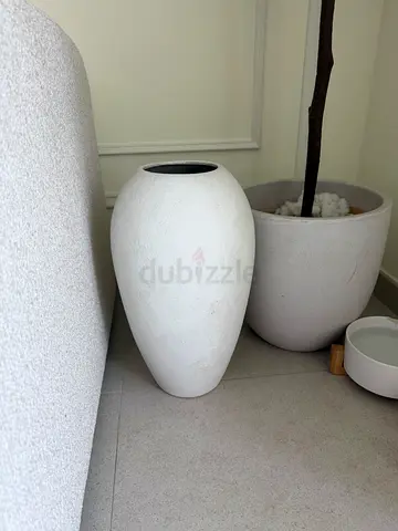 White decorative ceramic vase / planter (modern) - gently used