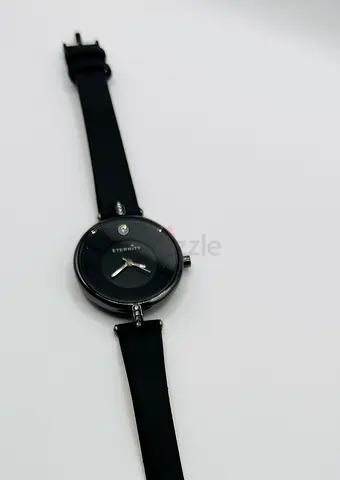 ETERNITY Studded Ladies Watch with Black Dial and Genuine Leather Strap