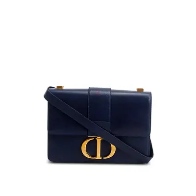 Authentic Christian Dior Blue Smooth Calfskin Leather 30 Montaigne Bag